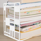 2Pcs Minimalist Metal Bookends Sturdy Hollow Square Book Holders in White Desktop Book Organizers with Elegant Pattern Design for Home and Office Decor