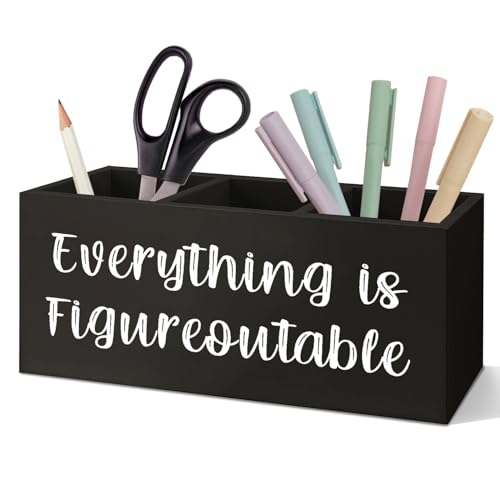 SNNDER Everything is Figureoutable Pen Holder, Inspirationsl Desk Decor, Positive Gifts for Women Men, Motivational Acrylic Pen Pencil Holder Organizer for Home Office Desk Accessories - color: Everything is Figureoutable