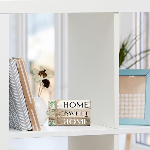 Mini Decorative Books For Home Decor, Small Wood Book Stack For Table Decor, Home Decor Book For Living Room Mantel, Farmhouse Stacked Books Decorative（L37） - color: Retro green leaves
