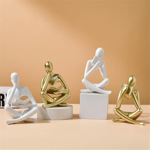 Style-A White, Creative Abstract Thinker Bookend for Home Aesthetic, Study, and Wine Cabinet – Stylish Shelf Decor Accent and Thoughtful Gift for Living Room, Bar, or Coffee Shop - color: Reader-white-a