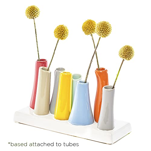 Chive - Pooley 2, Ceramic Flower Vase, 8-Tube Shape (Red) - color: Red