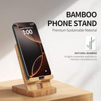 Cell Phone Stands, Desktop Stand, Luxury Nature Wood Magnetic Phone Stand for Desk, Compatible with iPhone & All Cell Phones, Ultra-Stable, Portable & Non-Slip Design, Bamboo