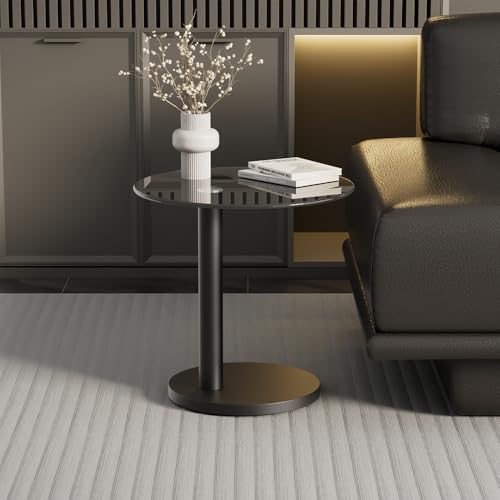 C Shaped Side Table Round End Table for Living Room, Modern Coffee Tables Unique Aesthetics Simple Accent Tables, Multifunction Black Bedside Stand for Sofa Bedroom Couch Balcony Patio Yard Garden