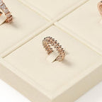 Oirlv Microfiber 4 Slots Jewelry Ring Display Tray Rings Display Organizer Tray(Beige) - color: 4 Rings A P13401