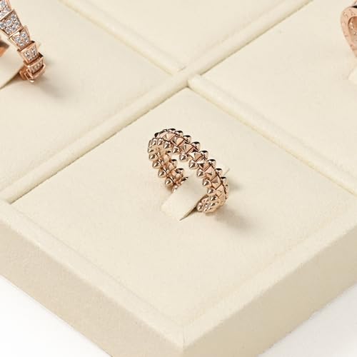 Oirlv Microfiber 4 Slots Jewelry Ring Display Tray Rings Display Organizer Tray(Beige) - color: 4 Rings A P13401