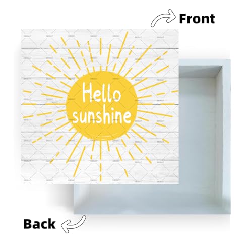 Hello Sunshine Summer Wood Box Sign Daisy Decor, EMOHAT Wooden Sign Desk Decor, Home Living Room Farmhouse Shelf Table Decoration 5.1x5.1 inch - color: Hello Sunshine