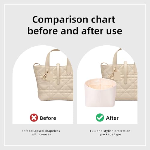 DGAZ Silk Purse Organizer Insert Fits Dior Toujours Vertical Tote Bags，Silky Smooth Bag Organizer，Luxury Handbag & Tote Shaper(Craie,Small) - color: Craie, size: Small