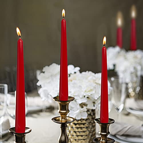 BOLSIUS 20 Count Unscented 10 Inch Red Household Taper Candles - 8 Hours Burn Time - Premium European Quality - Smokeless Dripless Taper Candlestick - Great for Special Occasion, Church, and Everyday - color: Red, size: 20 Count