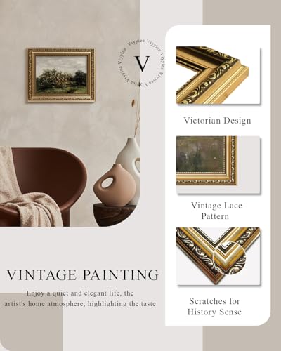 VIYYIEA Gold Framed Wall Art, Crowded People Canvas Print Home Decor Vintage Art Painting Picture Bathroom Wall Decor, Sketch Artwork for Living Room Bedroom Kitchen Office - 10L x 8W - color: Crowds, size: 10"L x 8"W