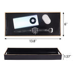 MAONAME Black Bathroom Tray, Plastic Vanity Tray, Narrow Countertop Trays with Handles, Perfume Organizer Trays for Dresser, Bathroom Accessories, 13.8" x 6" x 1.59" - color: Black