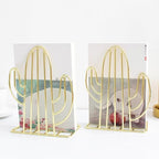 Cactus Bookends Metal Creative Plant Shape Book Stand Organizer for Home Office Desk Compact 7.08X5.31X3.54 Inch Book Rack for Books Files Magazines