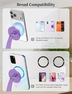 Aoviho Magnetic Phone Stand for Desk – 360° Rotating Aluminum Phone Holder, Stable Desk Stand for Office, Home & Kitchen, Compatible with iPhone 17 Pro Max 16–12 Series and MagSafe Cases, Purple - color: Purple