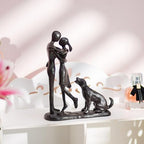 Sziqiqi Anniversary Iron Gifts for Her - Couple Love Sculpture Anniversary Iron Gift for Couple Girlfriend Wife Him Black Statue Metal Figurines for Home Decor Wedding Christmas Birthday Gifts - style: Couple & Dog