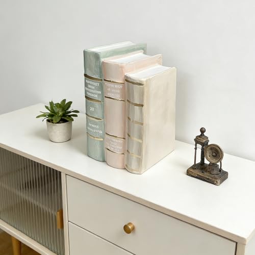 Decorative Bookends Coffee Table Books - Resin Fake Book Shelf Decor Home Decor Bookends Decorative Faux Book for Living Room Bedroom Bookshelf Office Gift 5.5 x 4.5 x 7.5 Inch DiliComing - color: Green-pink-white