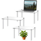 RattanView 3 Pcs 16, 15, 14 Inch Acrylic Risers Display Stands Rectangular 4-leg Acrylic Plant Stand, 6mm Thick Clear Shelf Riser Display Stands for Decor Collectibles Figures and Item Photography - size: 16×10×8 In，15×9×7 In，14×8×6 in