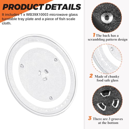 12.5" Microwave Glass Turntable Tray Glass Plate by Beaquicy - Replacement for GE Kenmore Samsung Hotpoint Microwave - 12 1/2" Plate - Replaces WB39X10003 WB39X10002 WB48X10005 WB49X10069 - size: 12.5"