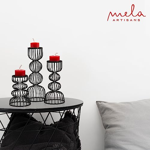 Lainon Candle Holders for Pillar Candles (Black, Set of 3) - Hand Crafted Black Metal Candle Holder Set - Metal Candle Holders Pillar for Table Centerpiece - Modern Candle Stand - 6", 9", 12" - color: Metal - Black