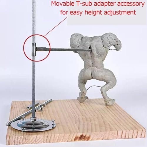iDili Adjustable Clay Sculpture Armature Stand - Heavy-Duty Fixation Bracket w/Reinforced Nuts & Screws for Clay Modeling, Figure Crafting, Pottery Support DIY Hand Sculpture (Stand with Base)