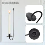 Black Candle Sconces Wall Decor Set of 2, Metal Wall Candle Holders, Modern Decor for Dining, Fireplace, Weddings & Living Room, Taper Candle Sconces - Elegant Gift Packaging