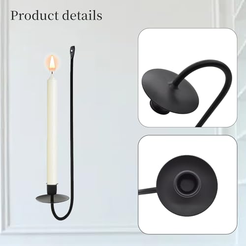 Black Candle Sconces Wall Decor Set of 2, Metal Wall Candle Holders, Modern Decor for Dining, Fireplace, Weddings & Living Room, Taper Candle Sconces - Elegant Gift Packaging