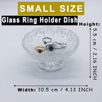 Small Flower Ring Dish Jewelry Tray, Glass Jewelry Dish, Crystal Ring Holder Jewelry Plate Dish, Nightstand Decor Clear Jewelry Bowl Dish for Earrings,Vanity Decorative Tray Trinket Dish Gift