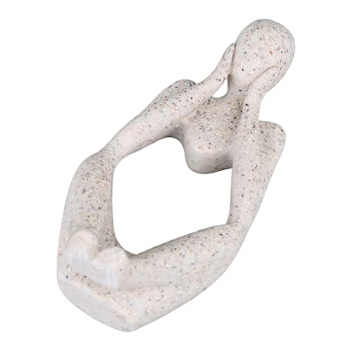 Abstract Thinker Statue | Synthetic Home Accent for Living Room/Office Desk/Bookshelf | Hollow Design Art Sculpture Collectible Present (Sandstone Focus) - style: Sandstone Focus