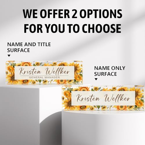 Name Plate for Desk, Custom Office Desk Decor The Office Gifts for Women Men, Employee Appreciation Gifts for Boss, Manager, Teacher, Nurse - color: Flower 3