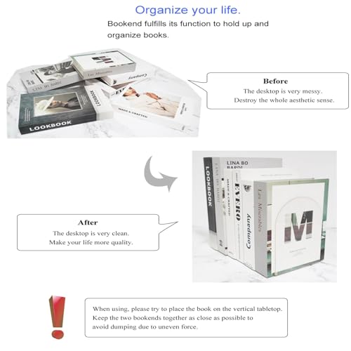 Merrynine Book Ends, 2 Pcs Acrylic Bookends for Shelves, Clear Book Holder, Plastic Bookends for Heavy Books, Book Stopper Organizer for Shelves, Desk, Office, School, 3.93"X4.72"X7.08" - color: Th:3mm/0.12", size: 2 Pcs - 3.93 x 4.72 x 7.08 in