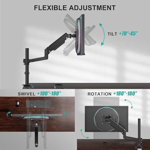 WALI Single Monitor Arm 13-33 Inch, Single Monitor Mount, Vesa Desk Mount up to 19.8lbs Single Monitor Stand with Clamp, VESA 75x75mm or 100x100mm Compatibility(GSDM001), Black - size: 13"-33", style: Single Arm