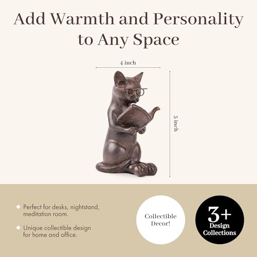 Young's Inc. Cat Figurine - Cute Cat Statue - Whimsical Cat Decor for Cat Lovers - Cat Collectibles and Meditation Decor - Cat with Eye Glasses - 4'' L X 3'' W X 5'' H - style: Sitting Up