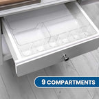 Manaloom Desk Drawer Organizer Tray with 9 Storage Compartments - For Home and Office - Drawer Organizers Office, Perfect Organizing Pens, Pencils, Paper Clips, Sticky Notes - Clear - 2 Pack