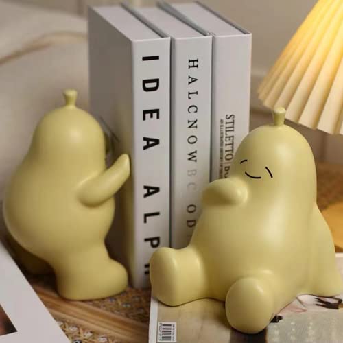 Linxia Pear Bookends Cheese Yellow Ceramic Creative Bookends for Shelves Book Holder Stopper for Books/Movies/CDs/Video Games (1 Pairs) Backrest Style - color: Goose Yellow, size: Backrest style