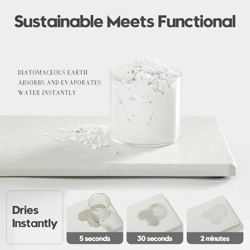 2PCS 10"x 5" Large Bathroom Sink Vanity Trays, Water Absorbing Diatomite Stone Quick Drying Mat for Kitchen Counter, Dish Rack Dispensers Sponge Holder Caddy Organizer, Beige, 10"x 5" - color: 2 Pack - Greige, size: 10" x 5"