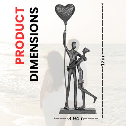 Handcrafted Iron Couple Sculpture - Metal Sculpture Art Modern Home Decor Bronze Love Statues and Sculptures Romantic Figurines Metal Statues for Home Decor - style: Holding balloons
