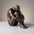 Sagebrook Home Resin Modern Glam Sitting Man Sculpture - Thoughtful Polyresin Decorative Figurine for Home, Office, Bedroom & Living Room - 8" Bronze & Copper - size: 8.0" H