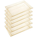 I00000 6 Pack Gold Glitter Plastic Serving Tray, 15" x 10" Crooked Food Trays, Clear Disposable Serving Platter for Parties, Weddings - color: Gold Glitter