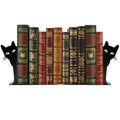Cat Bookends for Heavy Books, 9.5 Inch Tall Metal Book Ends for Shelves, Decorative Black Iron Book Stoppers for Home Office Decor, 1 Pair