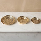 Shubhkart Premium Solid Brass Nakshi Plate Set (3 Sizes: L/M/S) – Handcrafted Decorative Puja Plates for Aarti, Temple, Festivals & Home Mandir Décor | Elegant Brass Thali Set for Diwali & Gifting - size: Combo (S, M, L)