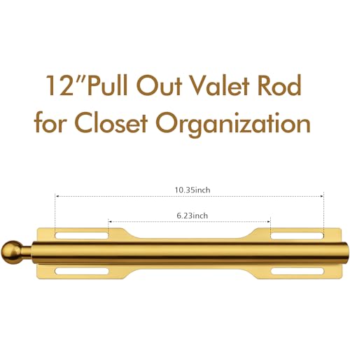 12" Valet Rod for Closet Pull Out (1 Pack, Brushed Gold) - color: Brushed Gold, size: 1 Pack