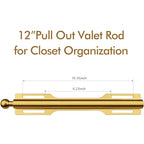 FIRJOY 12" Valet Rod for Closet Pull Out (2 Pack, Brushed Gold) - color: Brushed Gold, size: 2 Pack