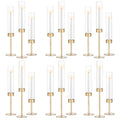 Glass Hurricane Candlestick Holders Gold - Romadedi 18 PCS Taper Candle Holder Bulk Tall Clear Glass Cylinder Table Centerpiece Wedding Decor Party Birthday Christmas Home Decorations - size: 18 PCS