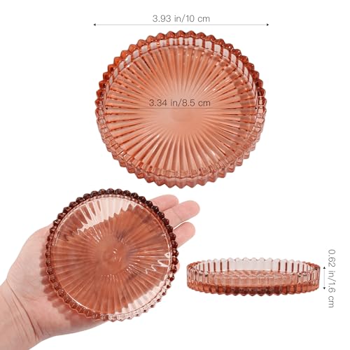Glass Pillar Candle Holder, 4" Candle Plates Set of 6, Glass Candle Holders for Wedding, Party, Holiday, Home Decor, Table Centerpiece - color: Reddishbrown, size: 6 pcs