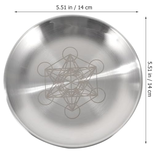 5.5inch Altar Ritual Plate Dish Stainless Steel Flat Bowl Round Metal Jewelry Tray Prayer Astrology Tarot Offering Plate Ring Trinket Holder for Smudging Decoration Trays Silver (Metatron Silver) - color: Metatron Silver
