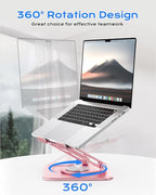 LOXP Adjustable Laptop Stand, Computer Stand with 360 Rotating Base, Ergonomic Laptop Riser Mount for Desk Foldable Protable Computer Desk Fits with MacBook Pro Air (10-16") - Pink - color: Dreamy Pink