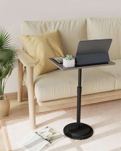Small Side Table, Height Adjustable Nightstand, Square Indoor Metal Plant Stand, for Living Room, Bedroom, Office, Bathroom, 1 Pack, Dark Brown, GBZ001RZ-1 - color: Dark Brown, size: Rectangle