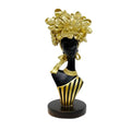 Lescafita African Woman Art Sculpture with Gold Floral Crown, Black and Gold Striped Statue,Elegant African-Inspired Art Gift suitable for various settings such as home, bookshelves, desks, or offices - color: 704-gold
