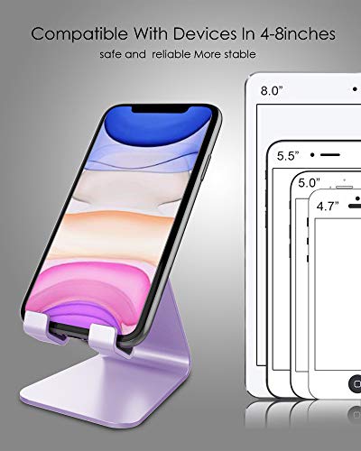 CreaDream Cell Phone Stand, Cradle, Holder,Aluminum Desktop Stand Compatible with Switch, All Smart Phone, iPhone 17 16 Pro Xs Max Xr X Se 8 7 6 6s Plus SE 5 5s-Purple - color: Purple
