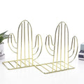 Geometric Bookends Metal Iron Book Ends Cactus Book Holder for Shelf Book Stand Heavy Duty Book Stopper Nonskid Bookend Book Organizer Binder Holder