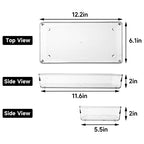 3 Pack Large Clear Plastic Drawer Organizer Tray Cutlery Utensil Makeups Drawer Organizers 12" X 6" - size: 3 Pack 12"x6" Clear Plastic