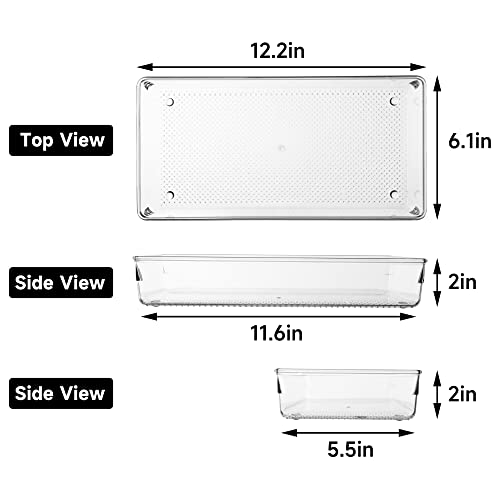 5 Pack Clear Plastic Drawer Organizer Tray Cutlery Utensil Makeups Drawer Silverware Organizers 12" X 6" - size: 5 Pack 12"x6" Clear Plastic
